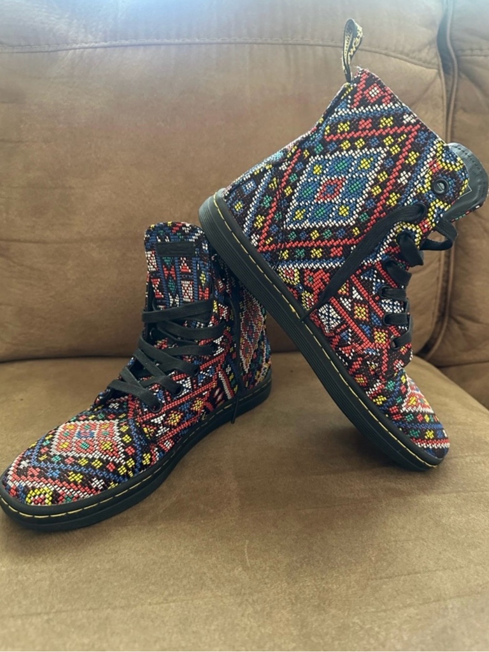 Dr. Martens Multicolor Embroidered Ankle Boots